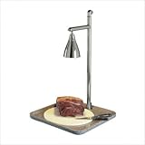 Stainless Steel Single Lamp Square Carving Station Base Color: White Granite
