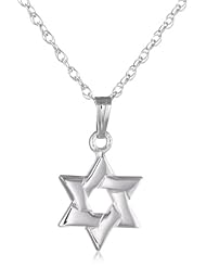 Sterling Silver Star of David Pendant, 18"
