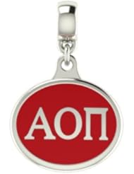Alpha Omicron Pi Sorority Drop Charm Fits Most European Style Bracelets Including Chamilia, Zable, Troll and More. High Quality Bead in Stock for Fast Shipping.