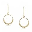 Circle Earrings Dangling in Solid 14K Yellow Gold w/ Beads