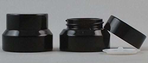 4 Pack of Empty Dark Black Glass 0.5 oz Amber Jars with Black Aluminum Caps