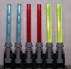 Lego Lightsaber Lot- 6 TOTAL - 3 Different Colors with Hilts
