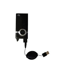 Retractable USB Cable for the Pure Digital Flip Video Mino with Power Hot Sync and Charge capabilities - Gomadic Brand w/ TipExchange Technology