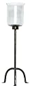Wrought Iron Large Tripod Candleholder With Crackled Glass Shade 28"H 7"D