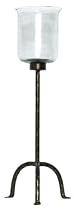 Wrought Iron Large Tripod Candleholder With Crackled Glass Shade 28"H 7"D