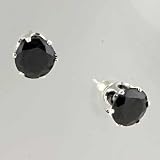 Black Heart April Birthstone Earrings Stud