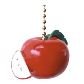 Red APPLE Ceiling Fan Pull chain country home decor by Clemen Tines
