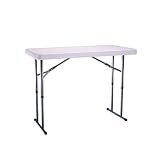 Outdoor Living : Lifetime 22939 4-Foot Adjustable Folding Table, White Granite