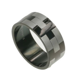 316L Stainless Steel Ring. Combination of matte and shiny polish. Width: 10mm