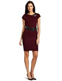 Tiana B Women's Full Fashion Sweater Dress With Hardwear, Garnet/Black, Small