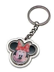 Minnie Mouse Head Spinning Pewter Keychain