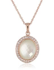 Sterling Silver Mother-Of-Pearl Oval Quartz Pendant Necklace, 18"