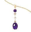 14k Gold, Amethyst & Diamond 3 Stone Drop Pendant