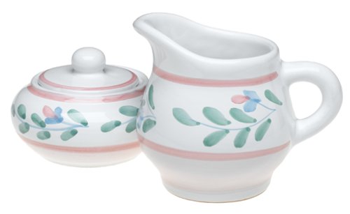 Caleca Pink Garland 2-Piece Creamer and Sugar Bowl Set