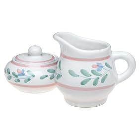 Caleca Pink Garland 2-Piece Creamer and Sugar Bowl Set by Caleca