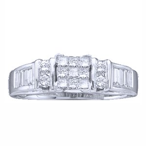 14k White Gold Princess Round & Baguette Diamond Pre-Set Engagement Ring (0.51 ctw)