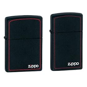 Zippo Lighter Set - Slim Black Matte W/zippo Border and Regular Black Matte W/zippo Border, Pack of Two: Everything Else