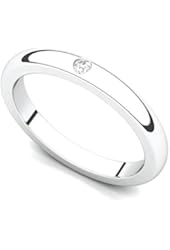 14k White Gold Bezel set Diamond Wedding Band Ring (G-H/SI, 0.03 ct.)