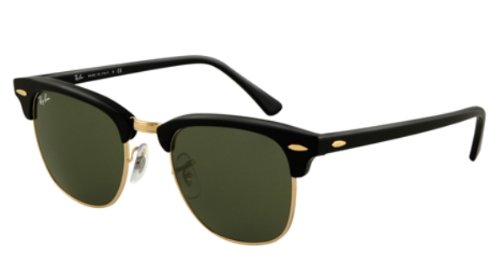 Ray Ban Sunglasses Clubmaster RB3016 W0365 Ebony Black/Arista Gold/Crystal Green, 51mm