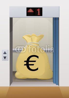 Wallmonkeys Peel and Stick Wall Decals - Ascenseur Et Charges En Euro - 24H x 17W Removable Graphic
