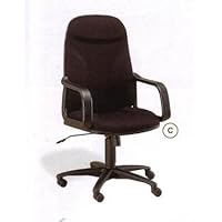 Traditional Executive Chair with Gas Lift and High Back/Swivel Seat in Black Fabric Covered Cushion