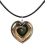 Akuamarina Aventurine & Murano Glass Heart Necklace black-green
