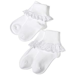 Jefferies Socks Eyelet Lace Trim And Lace Trim Sock - White/White