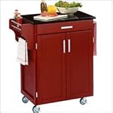 Home Styles Furniture Kitchen Cart in Red with Vinyl Laminate Top