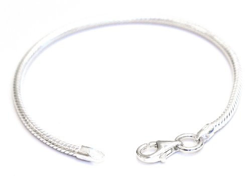 7 Inch Sterling Silver snake Made in Itlaly , European manufacture chain for beads collections. 3mm Diameter Design and Fit with Any High Street Branded Silver Bracelet Chains,Snake Chain Bracelet - Pandora Charm Bead Compatible, Compatible with Pandora, chamilia,biagi and many more beads........