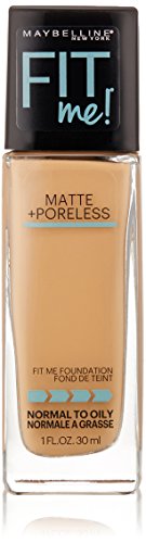 Maybelline New York Fit Me Matte Plus Poreless Foundation Makeup, Sun Beige, 1 Fluid Ounce