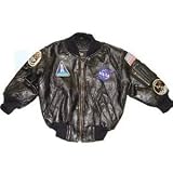 GENUINE YOUTH MA1 Alpha kids LEATHER MA-1 Flight Jacket w/ NASA Patches