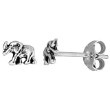 Tiny Sterling Silver Elephant Stud Earrings
