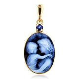 14K Gold Frame Sapphire Cameo
