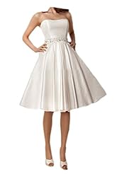 A-line Beaded  Open-Back Knee Length Summer Sweetheart Taffeta Wedding Dress  With Ruffles