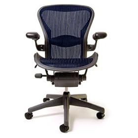 Aeron Chair - Highly Adjustable Graphite Frame - Sapphire Classic (Large) by Herman Miller by Herman Miller