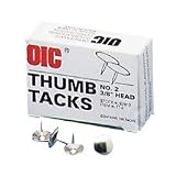 Officemate Thumb Tacks, 7/16 Point, 100/BX, Steel