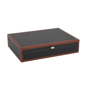 Buy Reed & Barton Adams Flatware Chest, Black Leather with Cherry Trim
