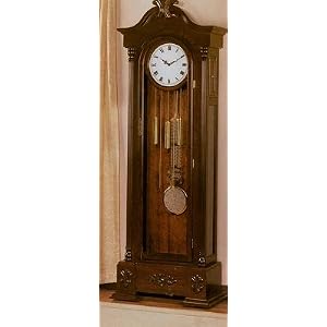 Large Scaled Grandfather Clock In Brown Finish