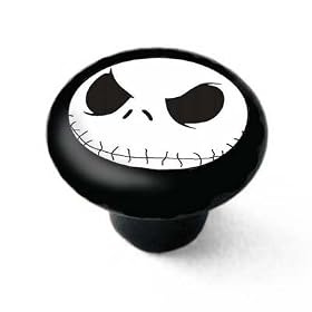 Jack Skellington Decorative High Gloss Black Ceramic Drawer Knob