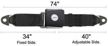 Seat Belts Plus 1803-74 - Bow Tie (Chevy Logo) Lap Seat Belt, 74" Length, Chevy Lift Latch, Each - Non-Retractable - Flame Red