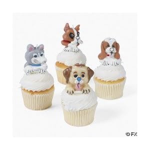 Birthday Cake  Dogs on Dog Treats  12 Assorted Puppy Dog Shaped Cake Topper Candles