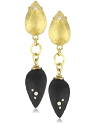 Julieli "Eco" Ebony with 18k Gold and Pure Silver Diamond Earrings
