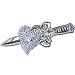 SILVER STAR Crystalline Jeweled HEART DAGGER Belt Buckle