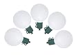 Set of 10 Battery Operated Sugared White LED G50 Christmas Lights - Green Wire