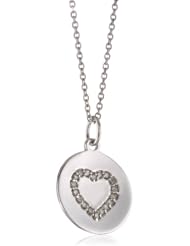 KC Designs "Peace and Love" Diamond 14k White Gold Heart Disc Pendant Necklace, 16"