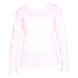 Long Sleeved White Classic Fit Tunic Length Womens' Solid color contoured T-Shirt, 100% cotton,