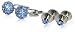 Jewelry : Crystal Ball Cufflinks Studs Blue with Presentation Box