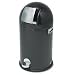 Step-On Dome Receptacle, Round, Steel, 9gal, Black/Chrome