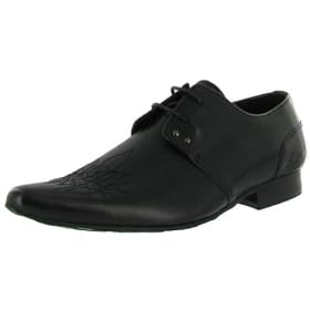 BEN SHERMAN Sensation Mens Black Pointed Toe Leather Lace Up Oxford Dress Shoes
