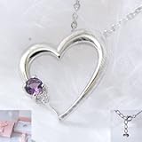 2月誕生石 アメジスト ダイヤモンド ハート ペンダント ネックレス ALWAYS（いつも一緒）刻印 品質保証書 ケース付き [ジュエリー]